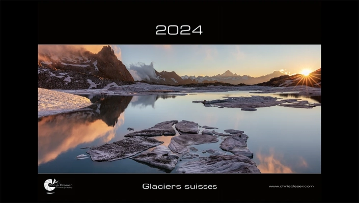 lac glacière du Chüebodengletscher au coucher du soleil