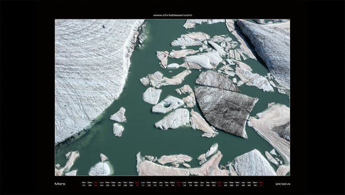 vue aérienne sur le lac glaciaire du Chüebodengletscher